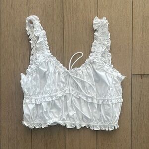White Ruffled Crop Top